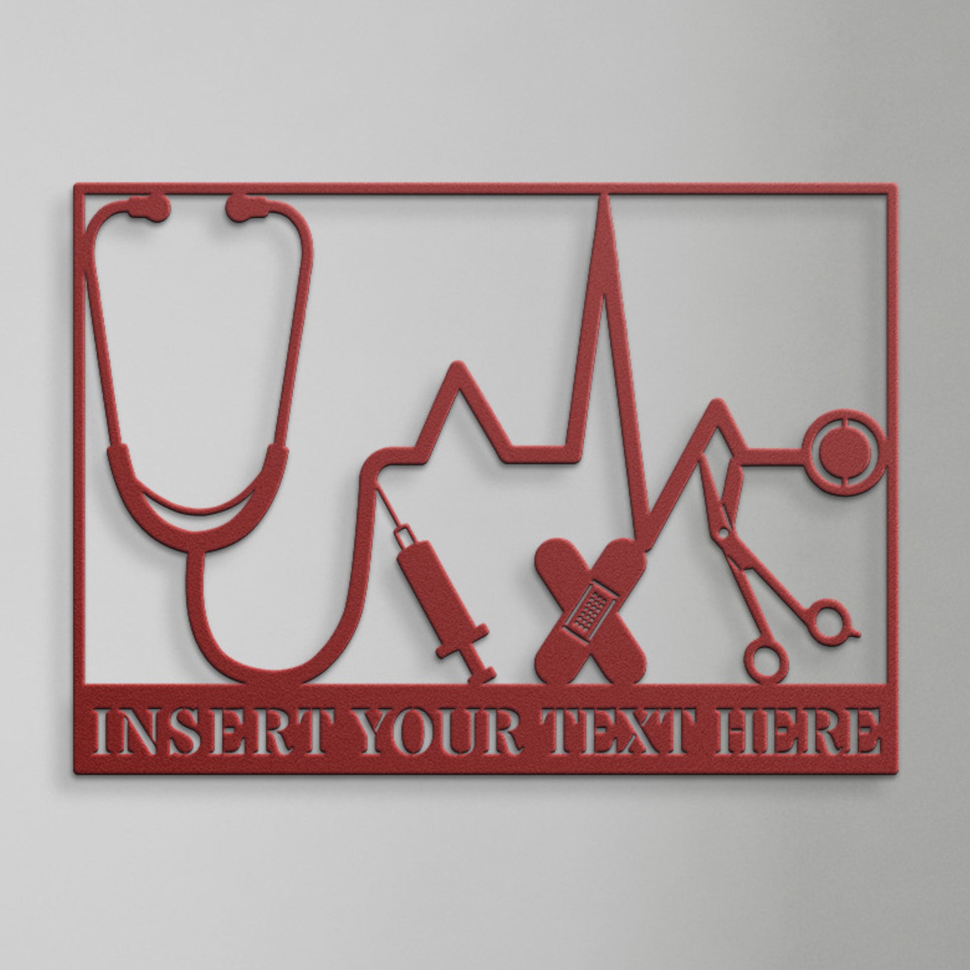 Personalized Doctor Name Metal Sign Decor In Red With Custom Text