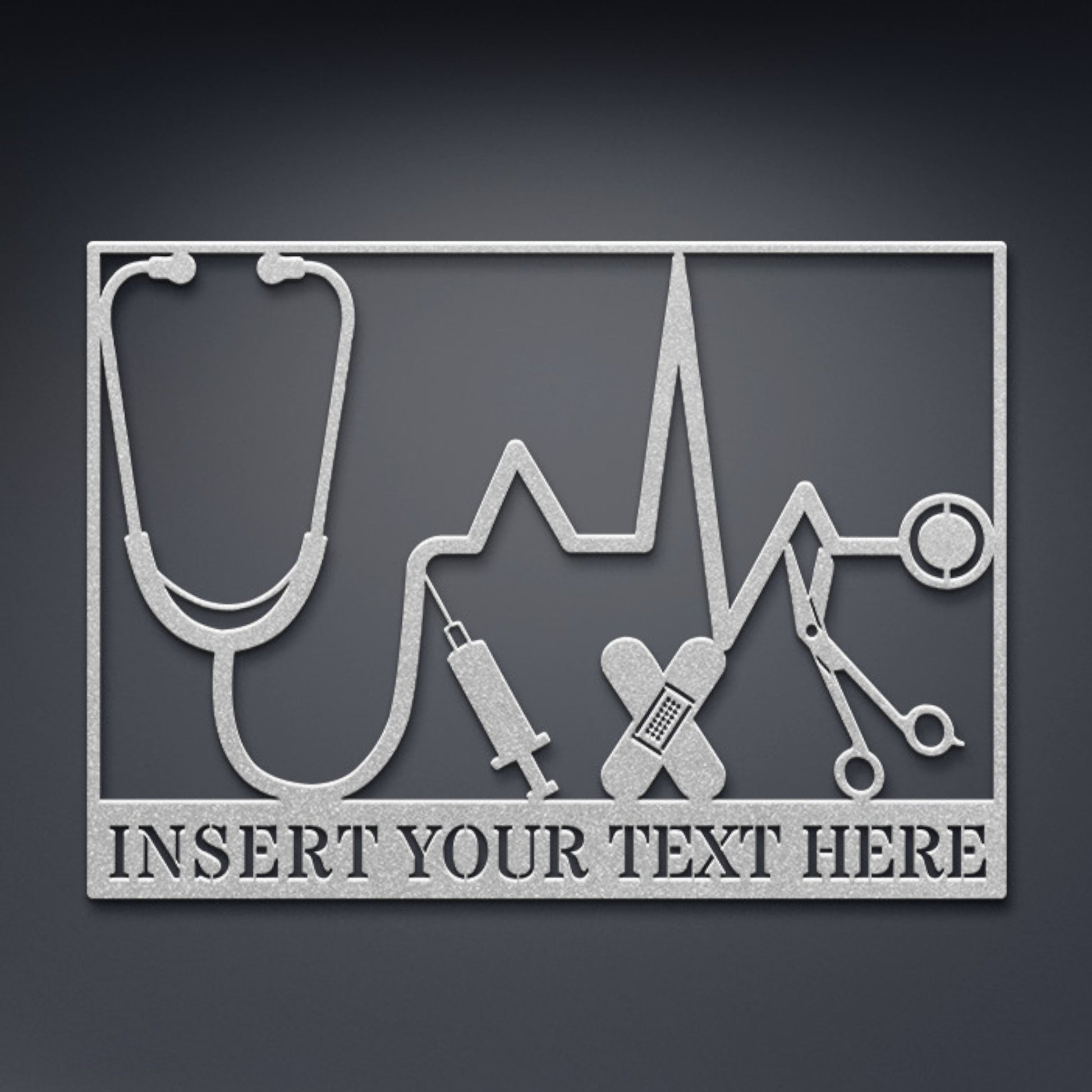 Personalized Doctor Name Metal Sign Decor In Silver With Custom Text