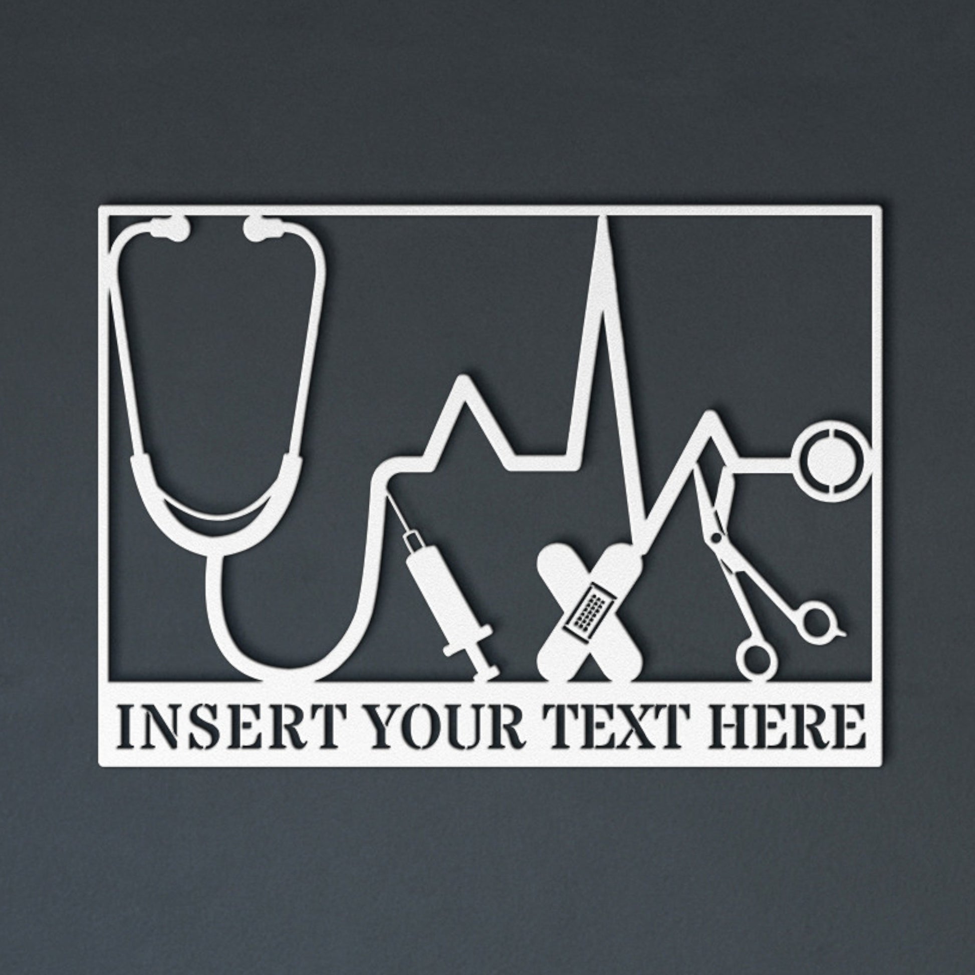 Personalized Doctor Name Metal Sign Decor In White With Custom Text