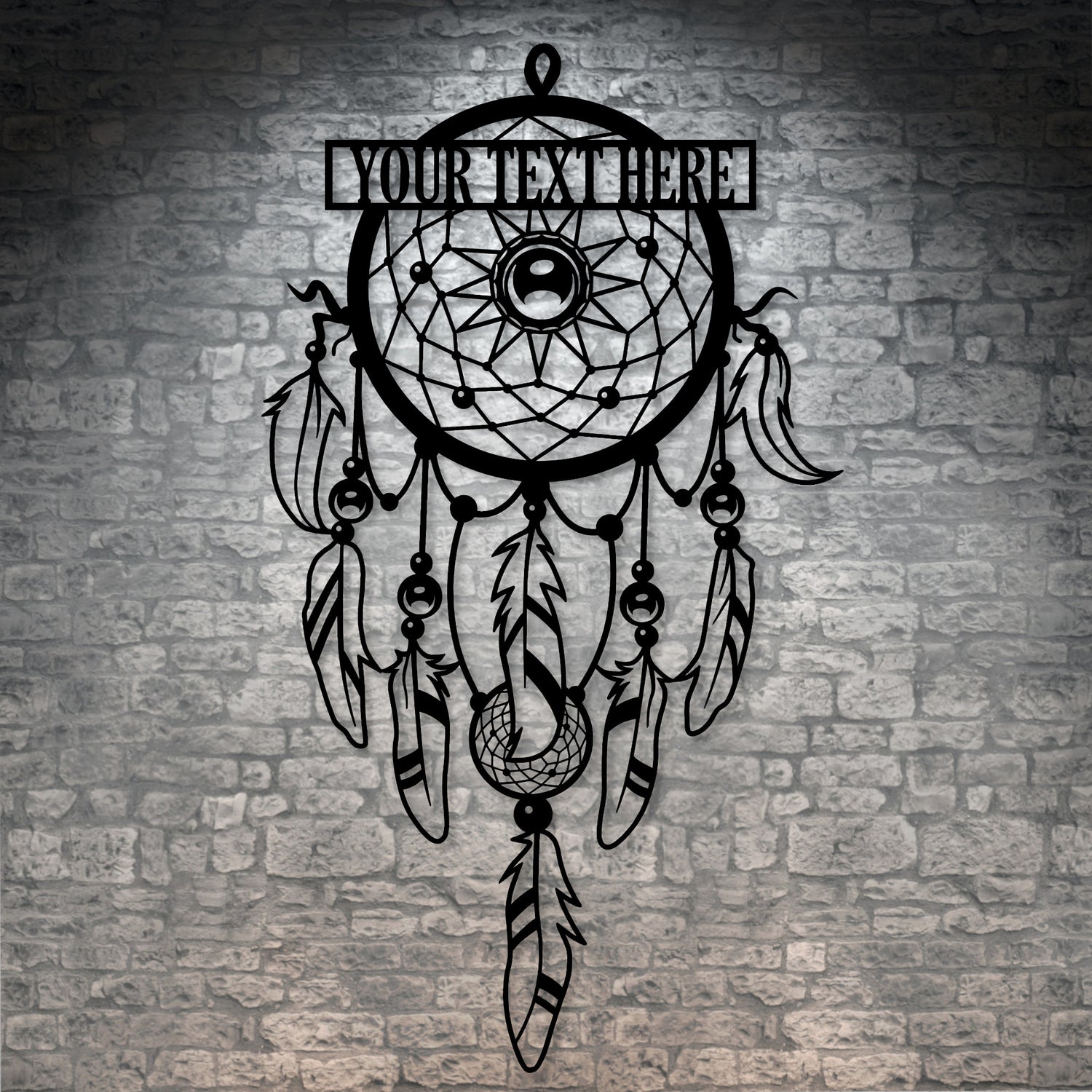 Personalized Dreamcatcher Name Metal Sign In Black With Custom Text