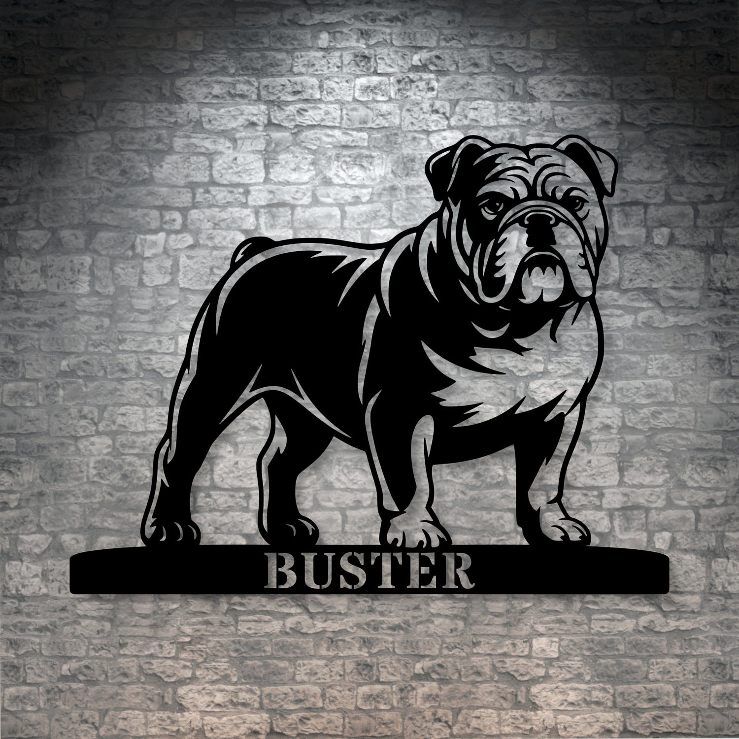 Personalized English Bulldog Metal Sign In Black. Custom Dog Owner Wall Decor Gift