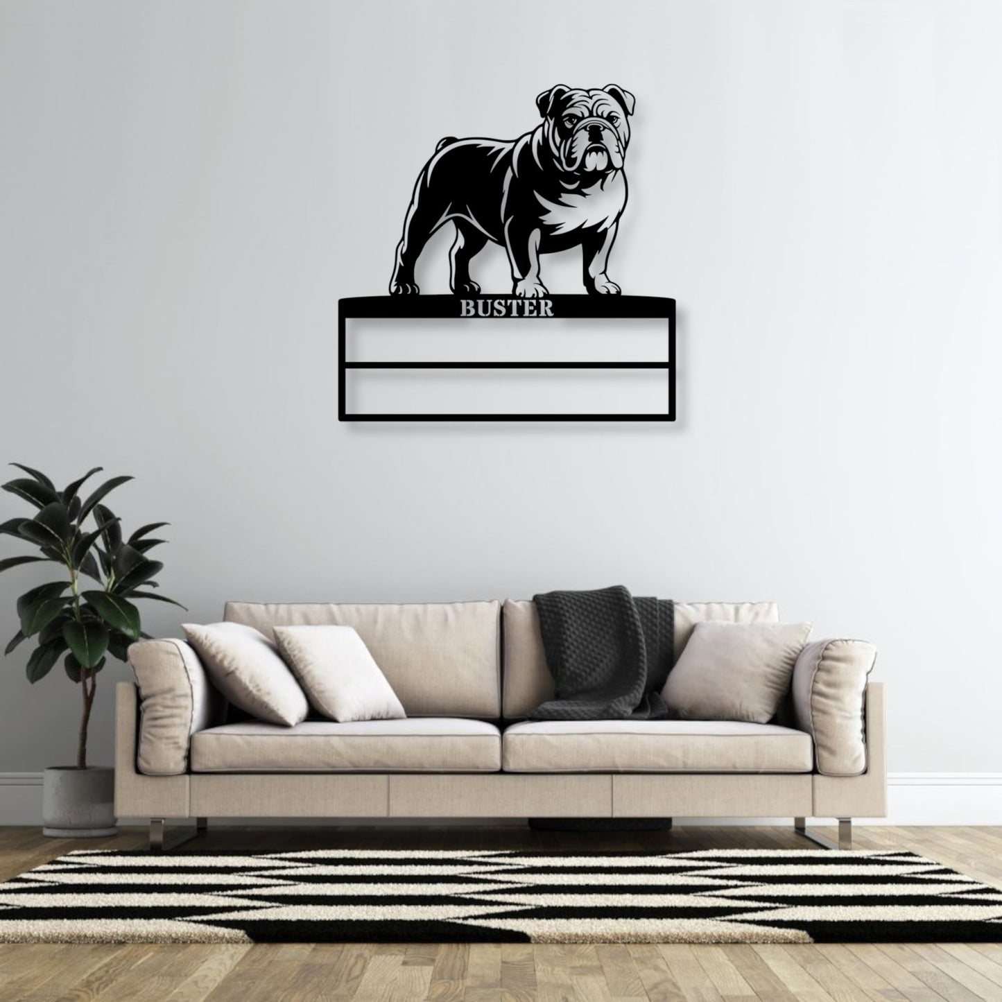 Personalized English Bulldog Rosette Display Metal Sign. Custom Dog Champion Wall Decor Gift.....