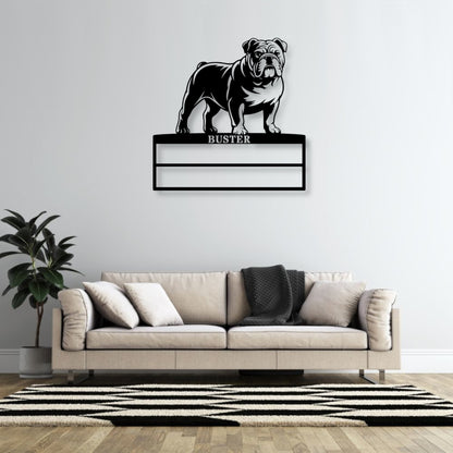 Personalized English Bulldog Rosette Display Metal Sign. Custom Dog Champion Wall Decor Gift.....