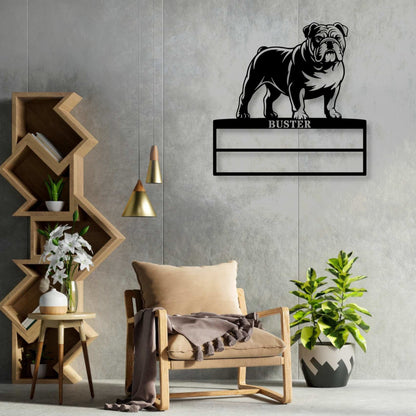 Personalized English Bulldog Rosette Display Metal Sign. Custom Dog Champion Wall Decor Gift....