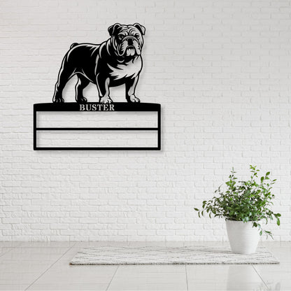 Personalized English Bulldog Rosette Display Metal Sign. Custom Dog Champion Wall Decor Gift...