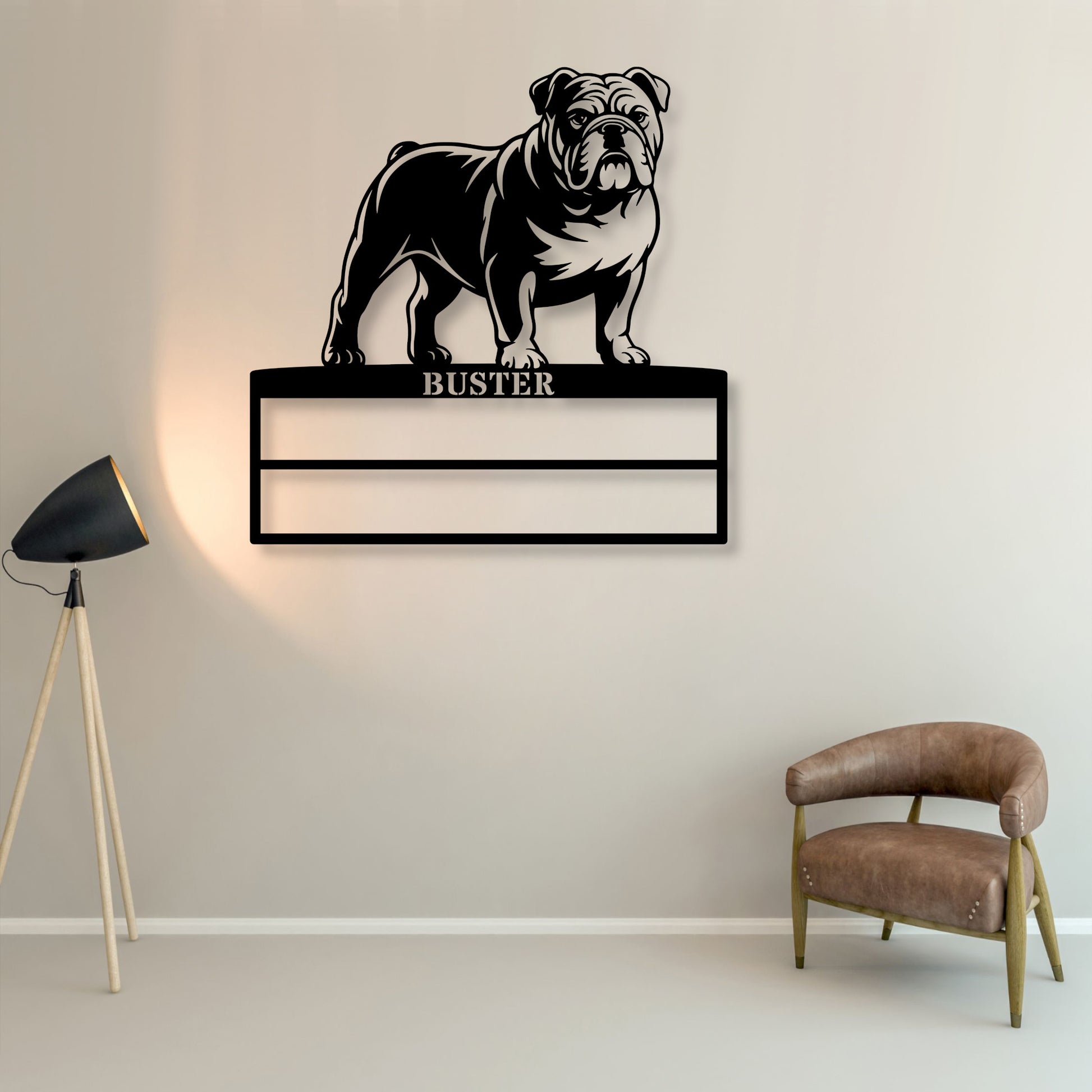 Personalized English Bulldog Rosette Display Metal Sign. Custom Dog Champion Wall Decor Gift..