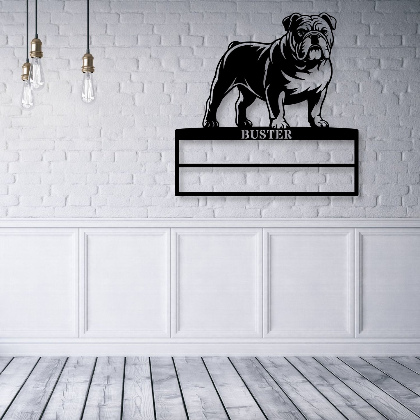 Personalized English Bulldog Rosette Display Metal Sign. Custom Dog Champion Wall Decor Gift.