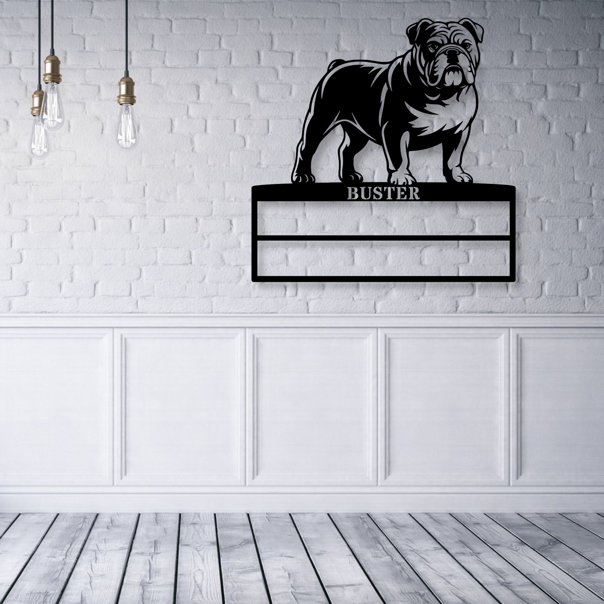 Personalized English Bulldog Rosette Display Metal Sign. Custom Dog Champion Wall Decor Gift.