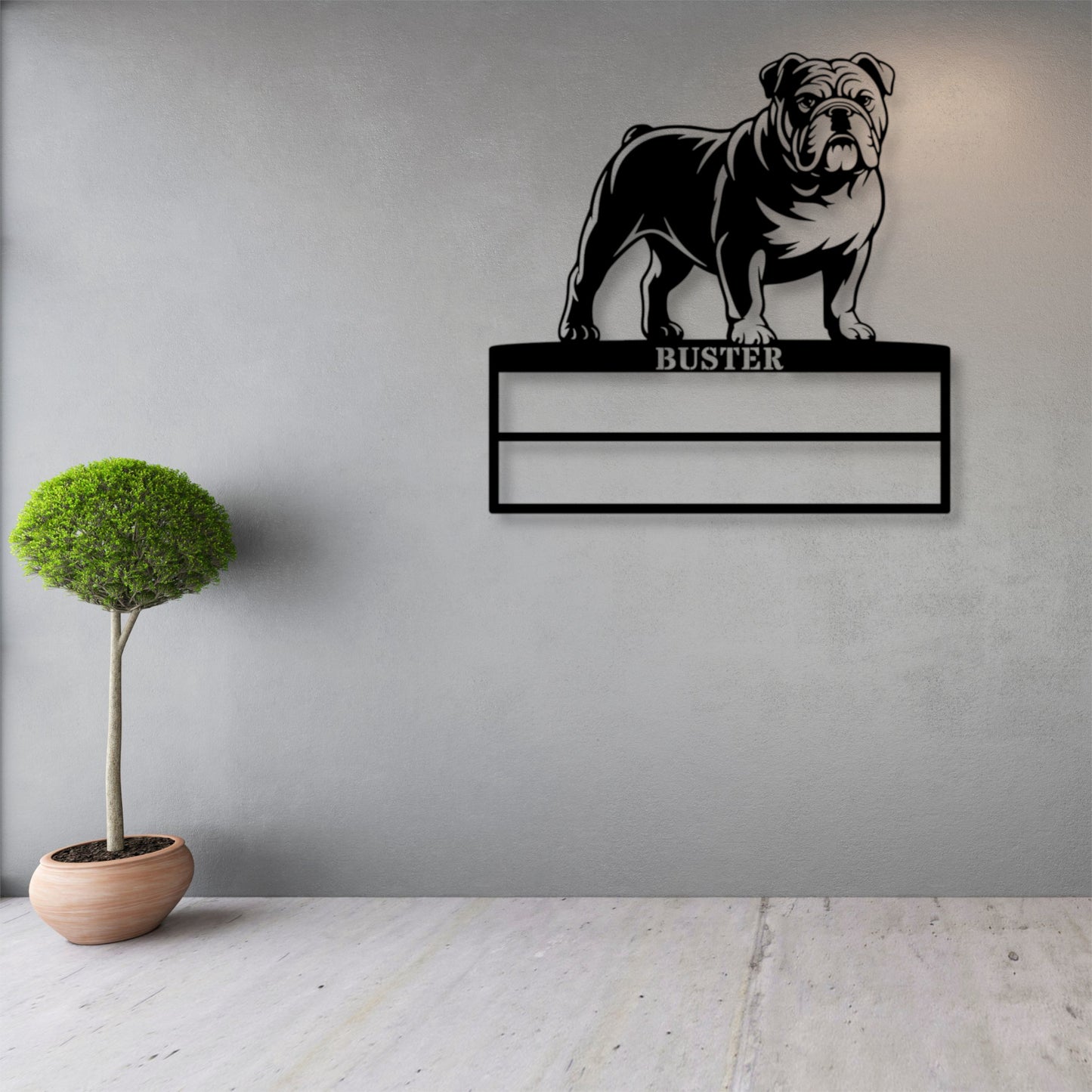 Personalized English Bulldog Rosette Display Metal Sign. Custom Dog Champion Wall Decor Gift