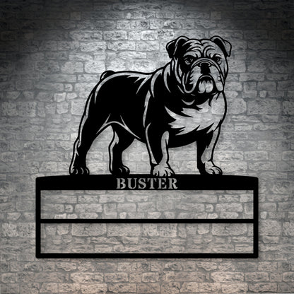 Personalized English Bulldog Rosette Display Metal Sign. Custom Dog Champion Wall Decor Gift1