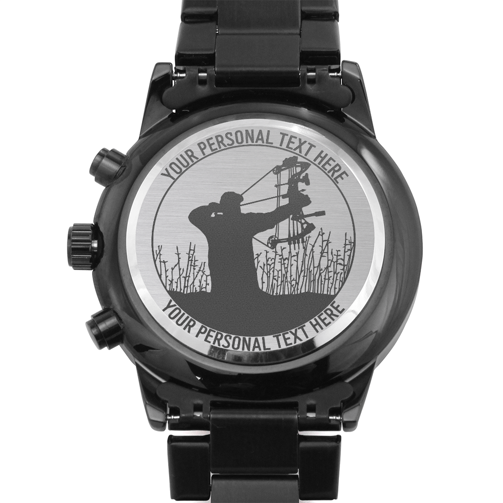 Personalized Engraved Archery Metal Wristwatch With Custom Text And Gift Box