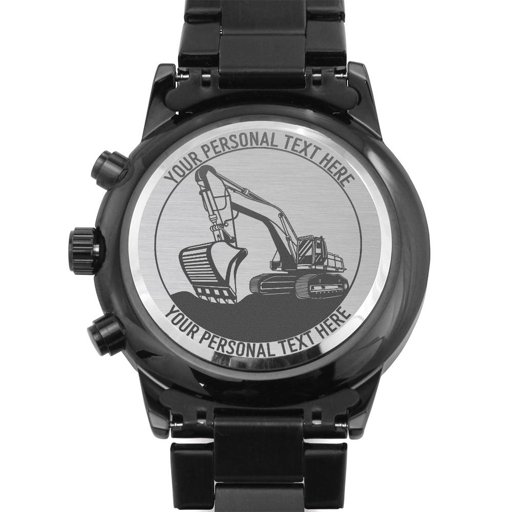Personalized Excavator Operator Metal Watch Gift With Custom Text And Gift Box
