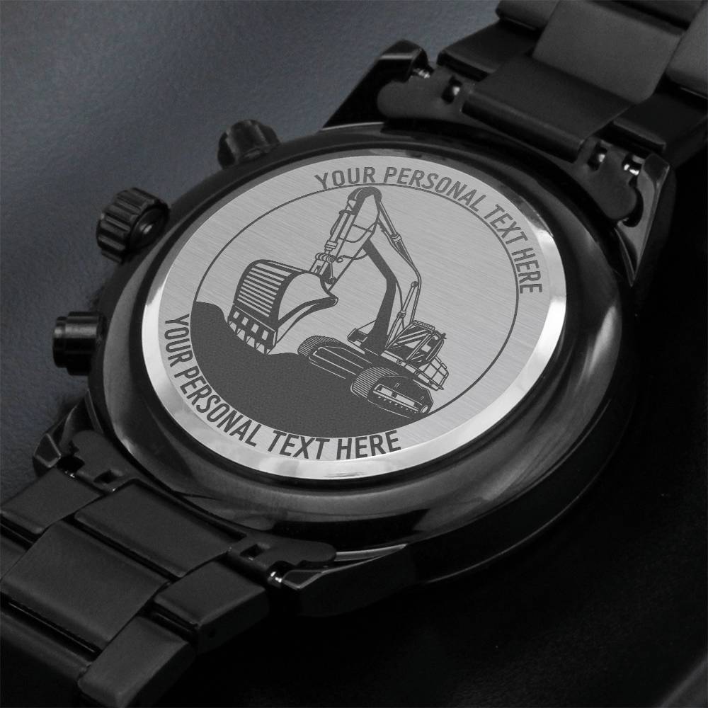 Personalized Excavator Operator Metal Watch Gift With Custom Text And Gift Box 2
