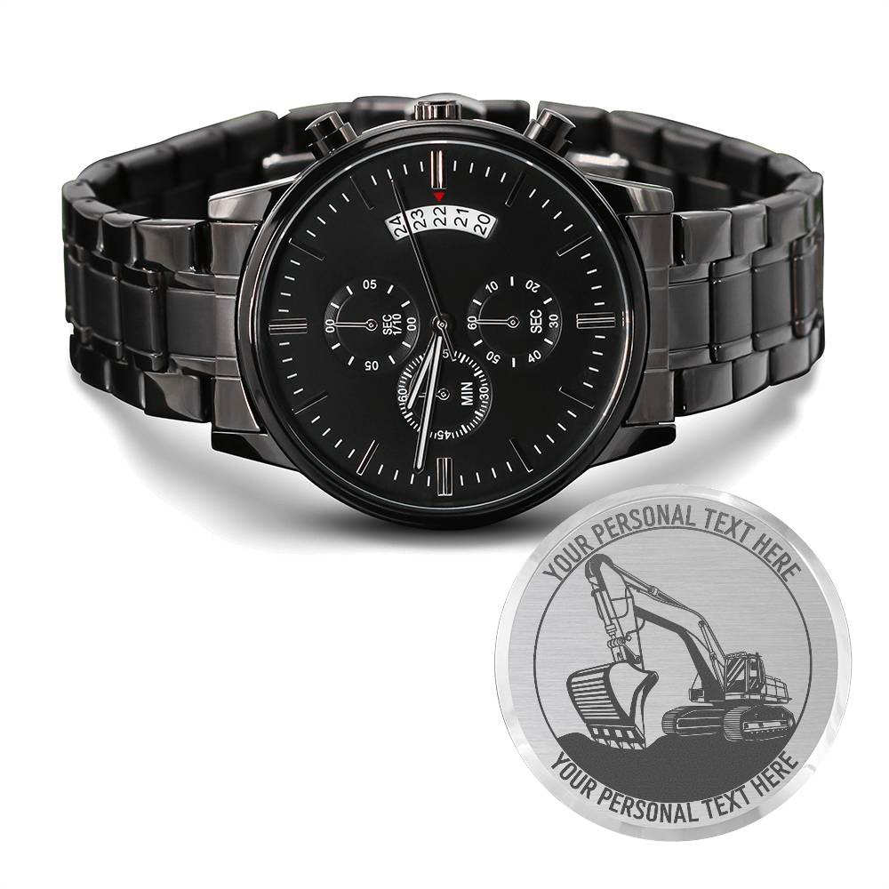 Personalized Excavator Operator Metal Watch Gift With Custom Text And Gift Box 3