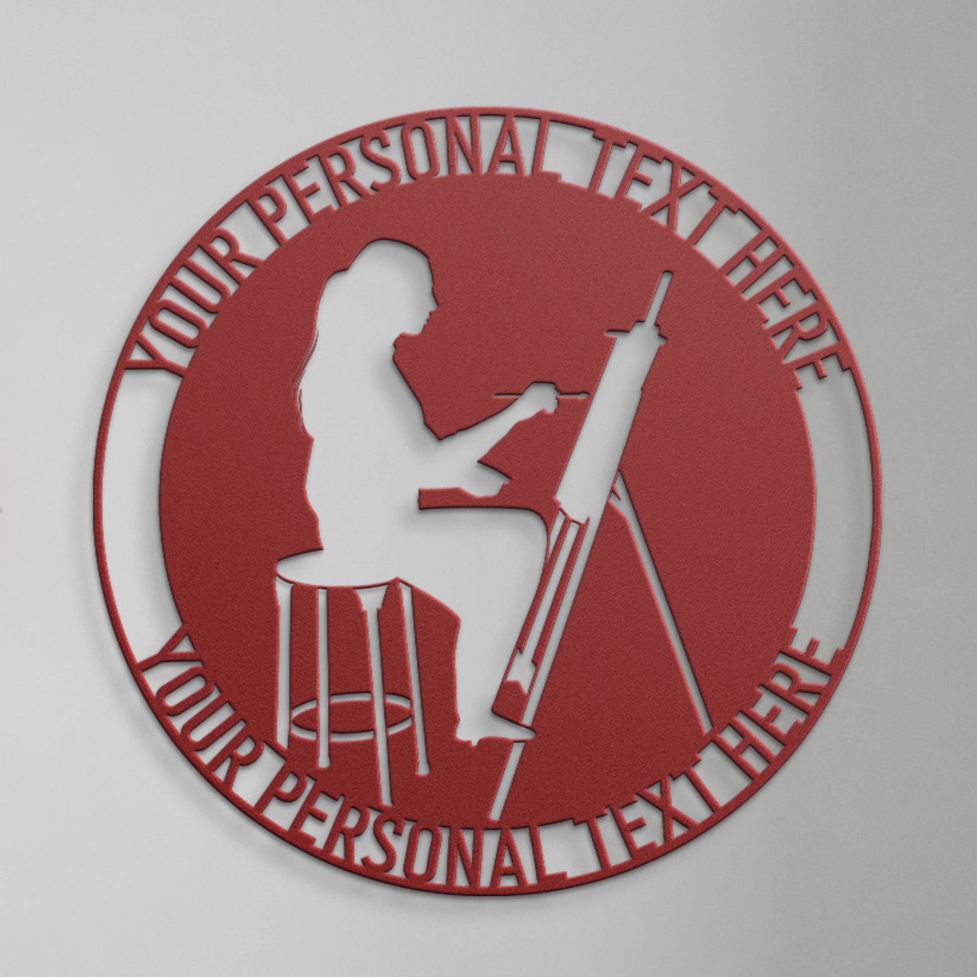 Personalized Female Painter Artist Metal Sign Decor In Red With Custom Text