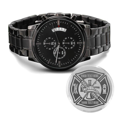 Personalized Firefighter Department Maltese Cross Metal Watch With Custom Text And Gift Box 2