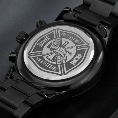 Personalized Firefighter Department Maltese Cross Metal Watch With Custom Text And Gift Box 3