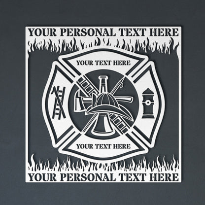 Personalized Firefighter Metal Sign Gift. Custom Maltese Cross Flames Wall Decor. First Responder, Firefighter Display Gift. Fire And Rescue