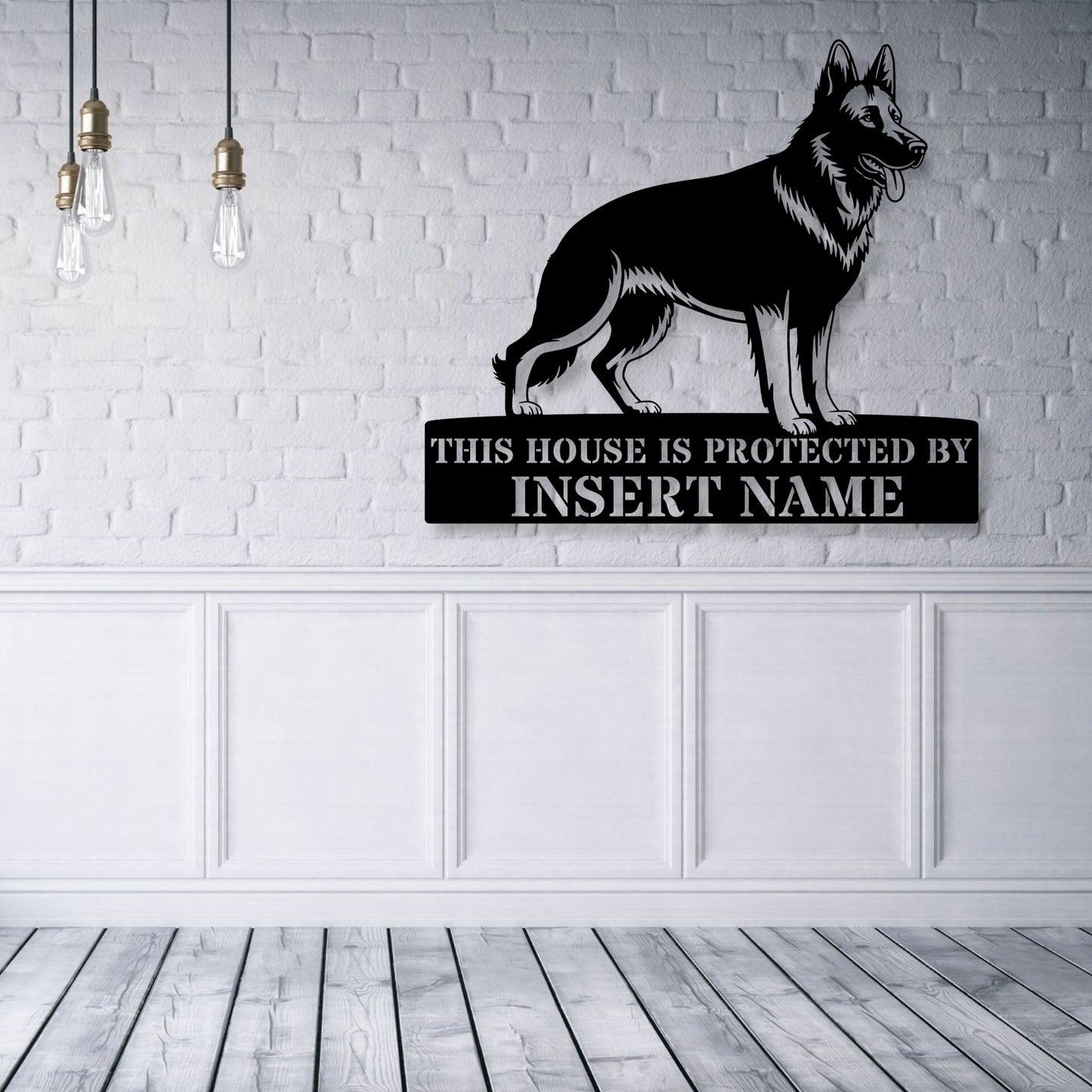 Personalized German Shepherd Dog Guard Black Metal Sign. Custom steel sign wall decor for dog lovers1....