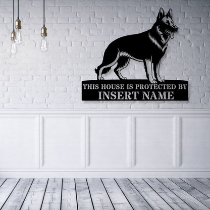 Personalized German Shepherd Dog Guard Black Metal Sign. Custom steel sign wall decor for dog lovers1....