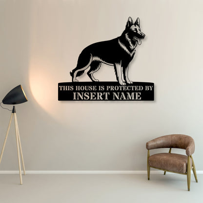 Personalized German Shepherd Dog Guard Black Metal Sign. Custom steel sign wall decor for dog lovers1...