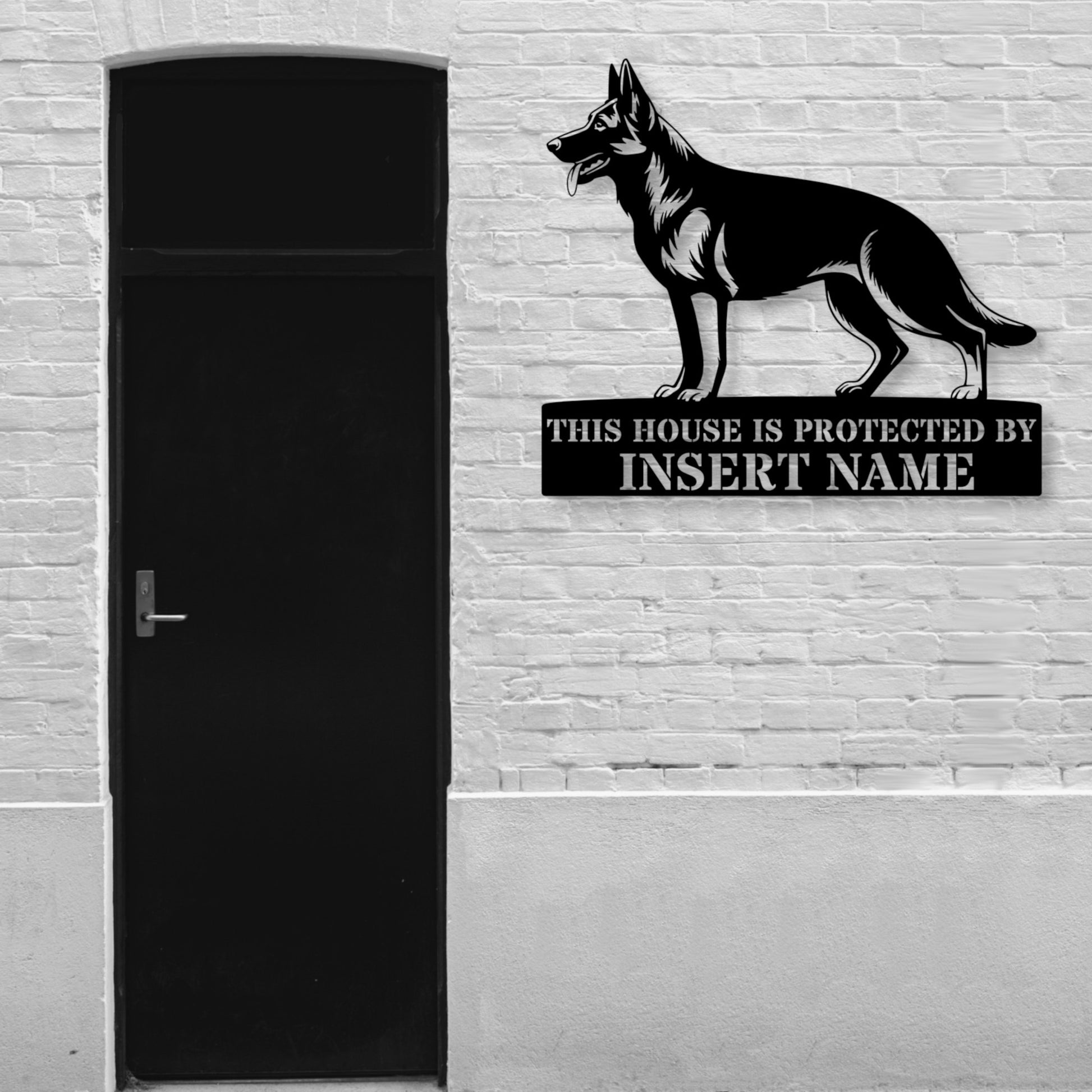 Personalized German Shepherd Dog Guard Metal Sign. Custom steel sign wall decor for dog lovers....
