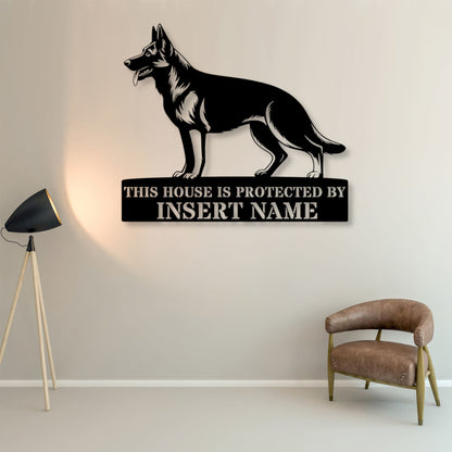 Personalized German Shepherd Dog Guard Metal Sign. Custom steel sign wall decor for dog lovers...