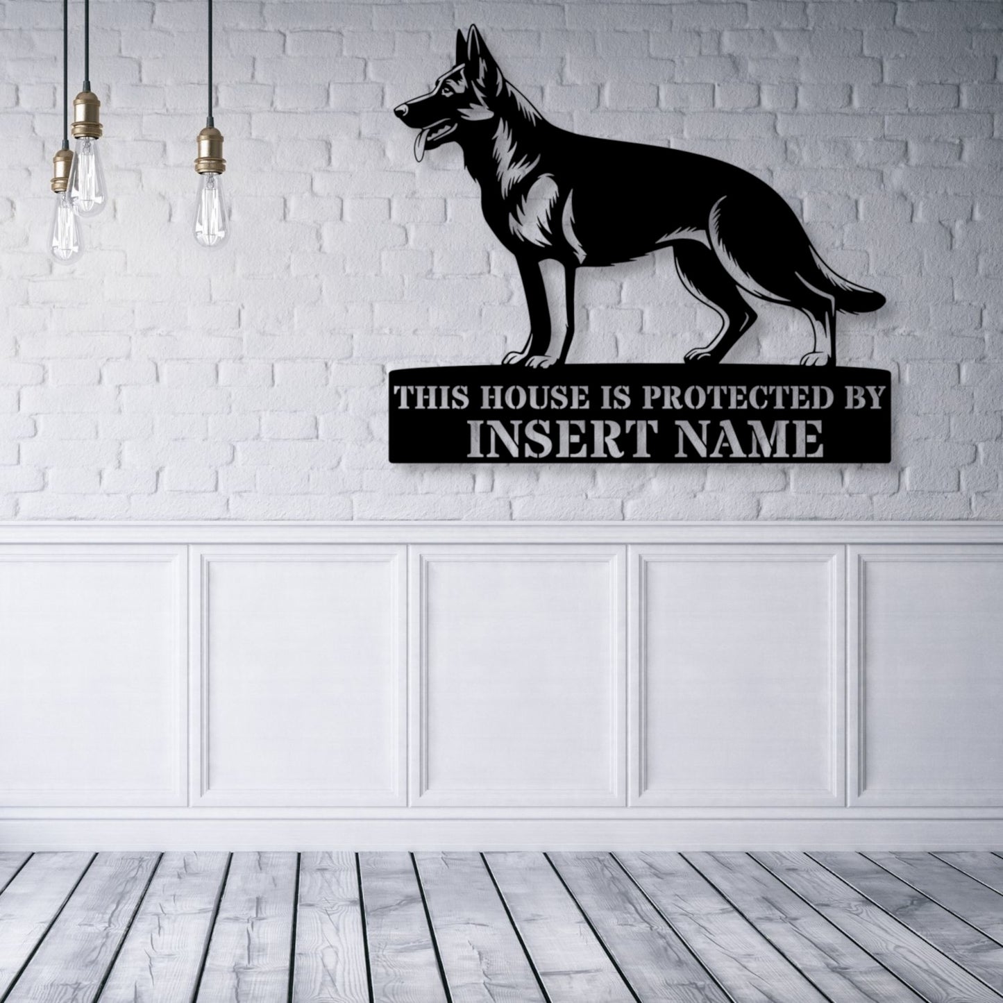 Personalized German Shepherd Dog Guard Metal Sign. Custom steel sign wall decor for dog lovers..