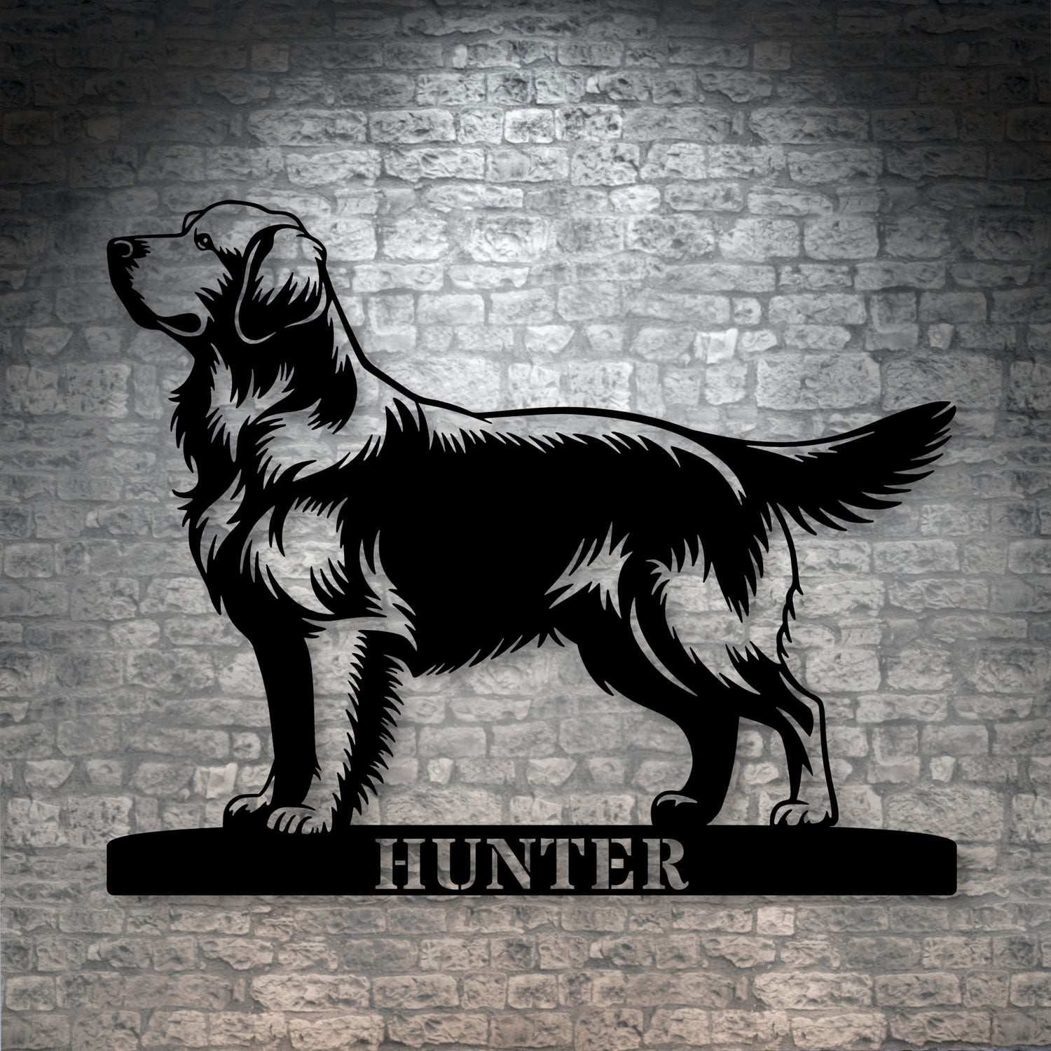 Personalized Golden Retriever Metal Sign In Black. Custom Dog Owner Wall Decor Gift