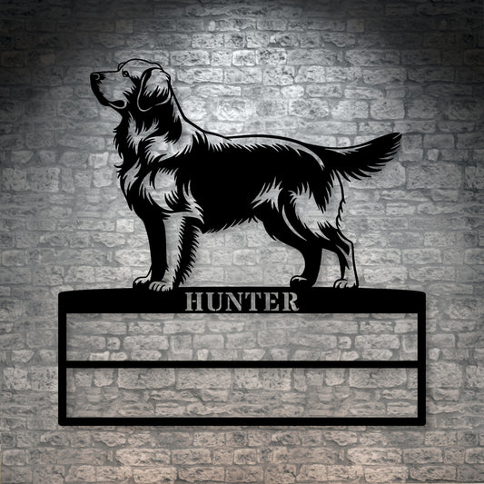 Personalized Golden Retriever Rosette Display Metal Sign. Custom Dog Champion Wall Decor Gift1