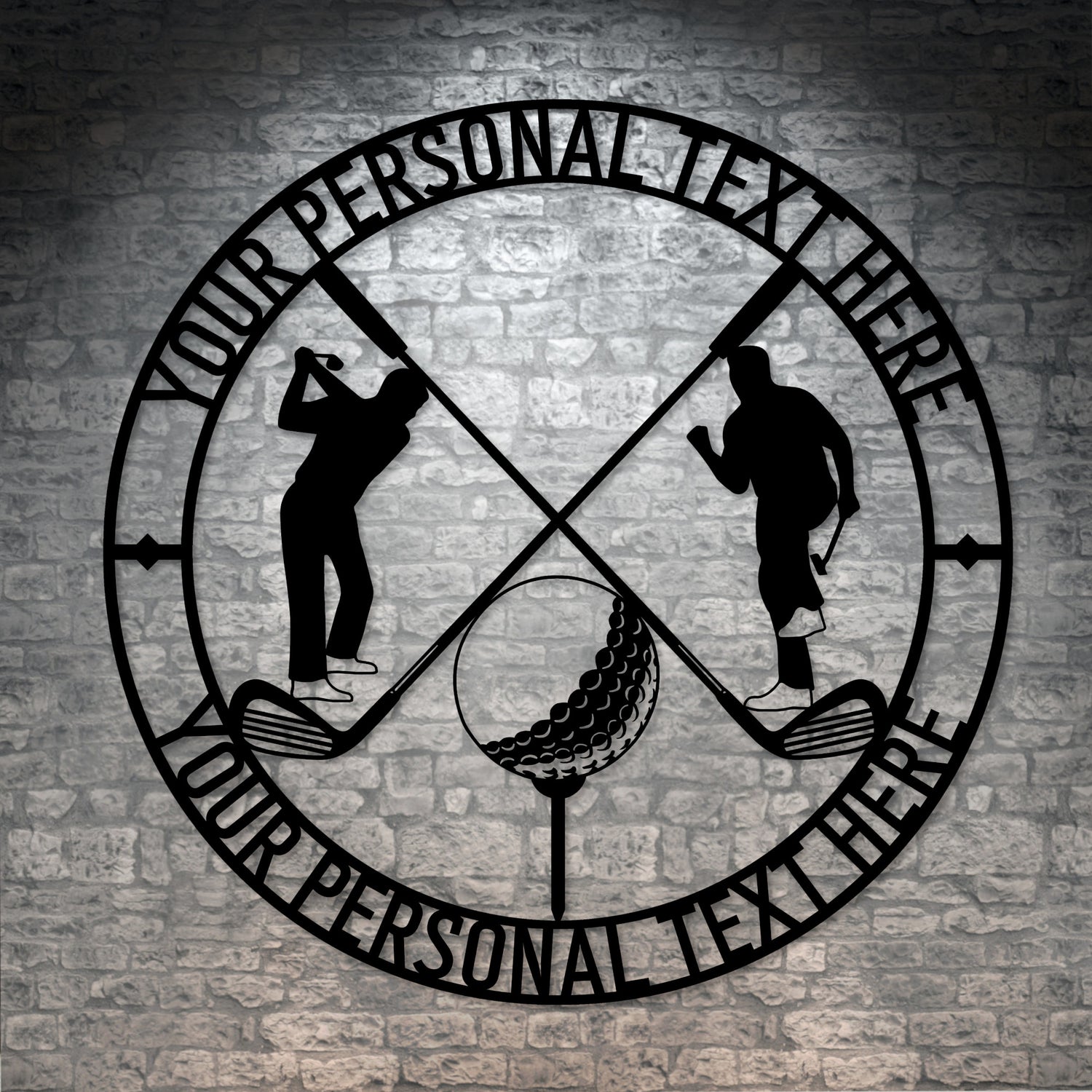 Personalized Golf Clubs Name Metal Sign Decor In Black With Custom Text