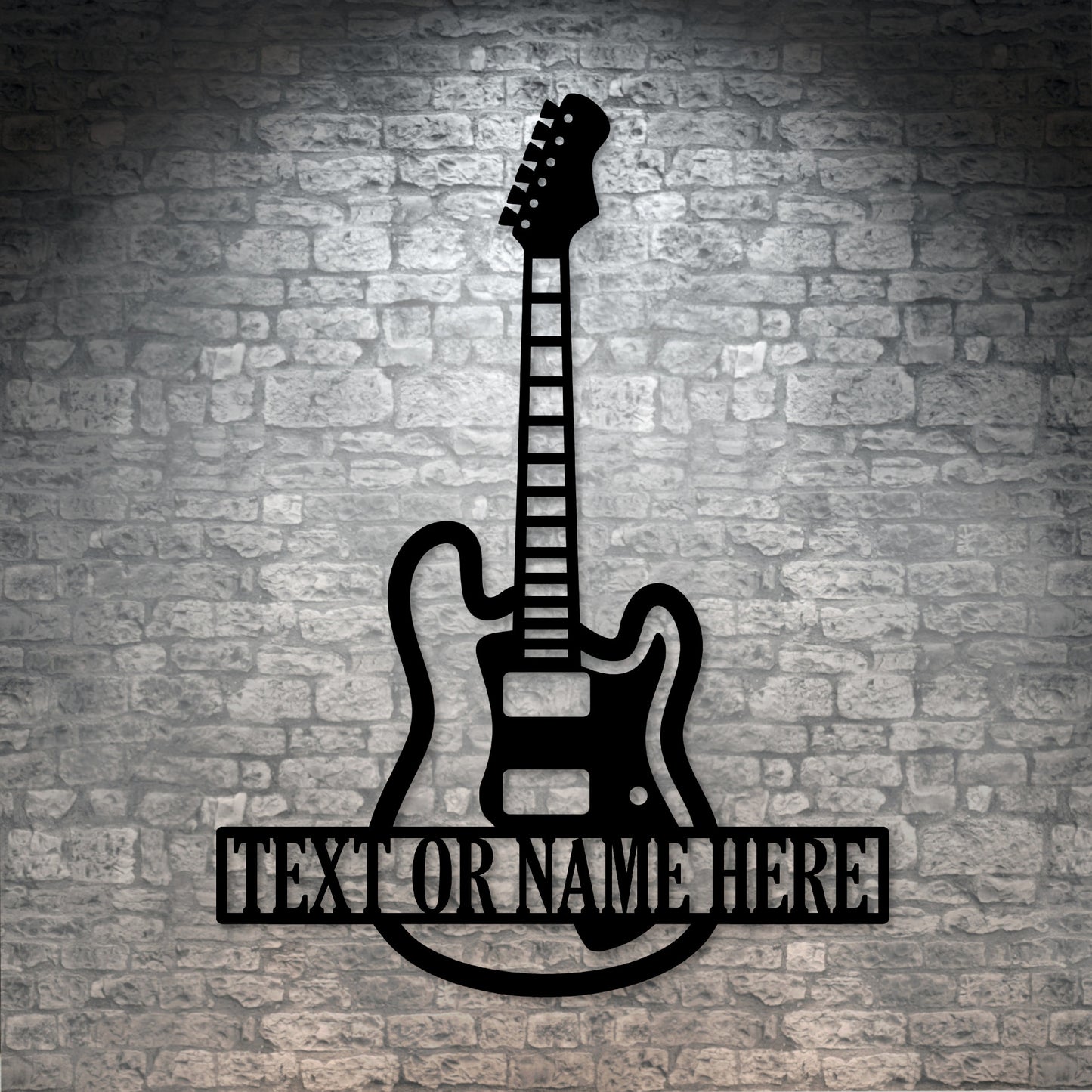 Personalized Guitar Name Black Metal Sign.