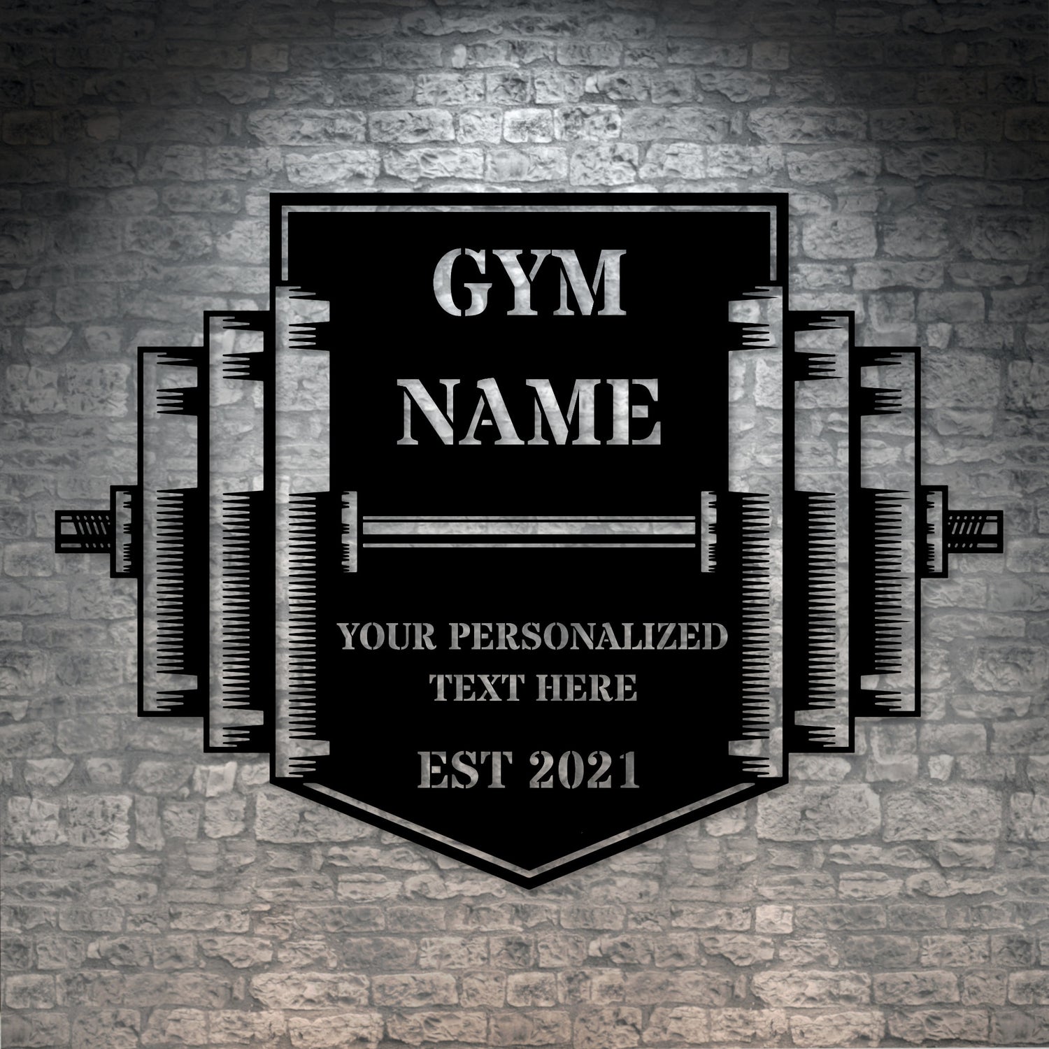 Personalized Gym Center Name Metal Sign Decor In Black With Custom Text