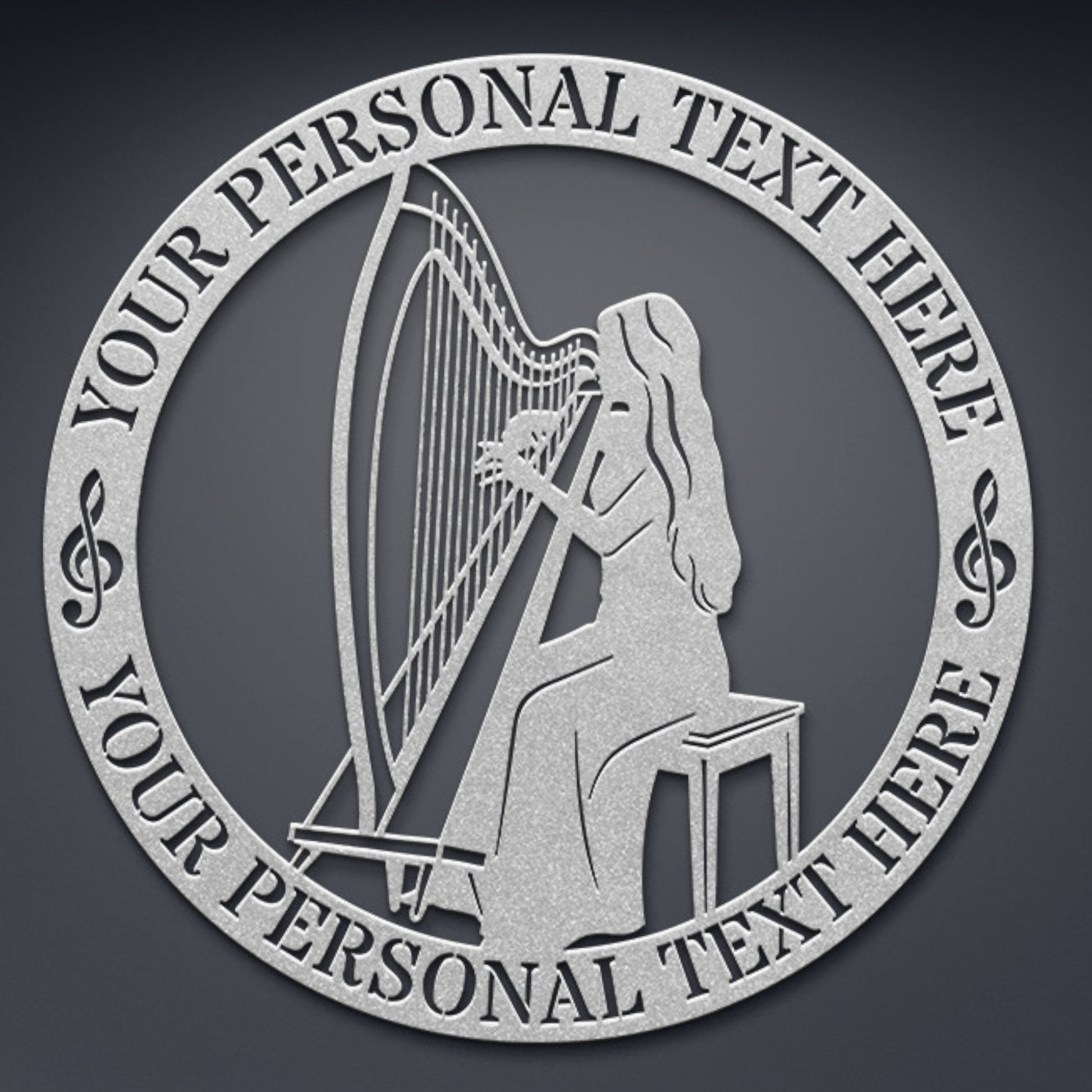 Personalized Harp Player Metal Sign Gift. Custom Female Harpist Wall Decor. Music Entertainer. Personal Gift To Musician. Musical instrument