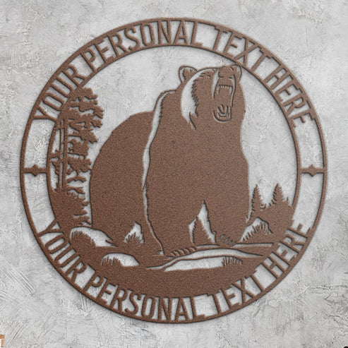 Personalized Impressive Bear Metal Sign Gift. Custom Black Bear Wall D ...