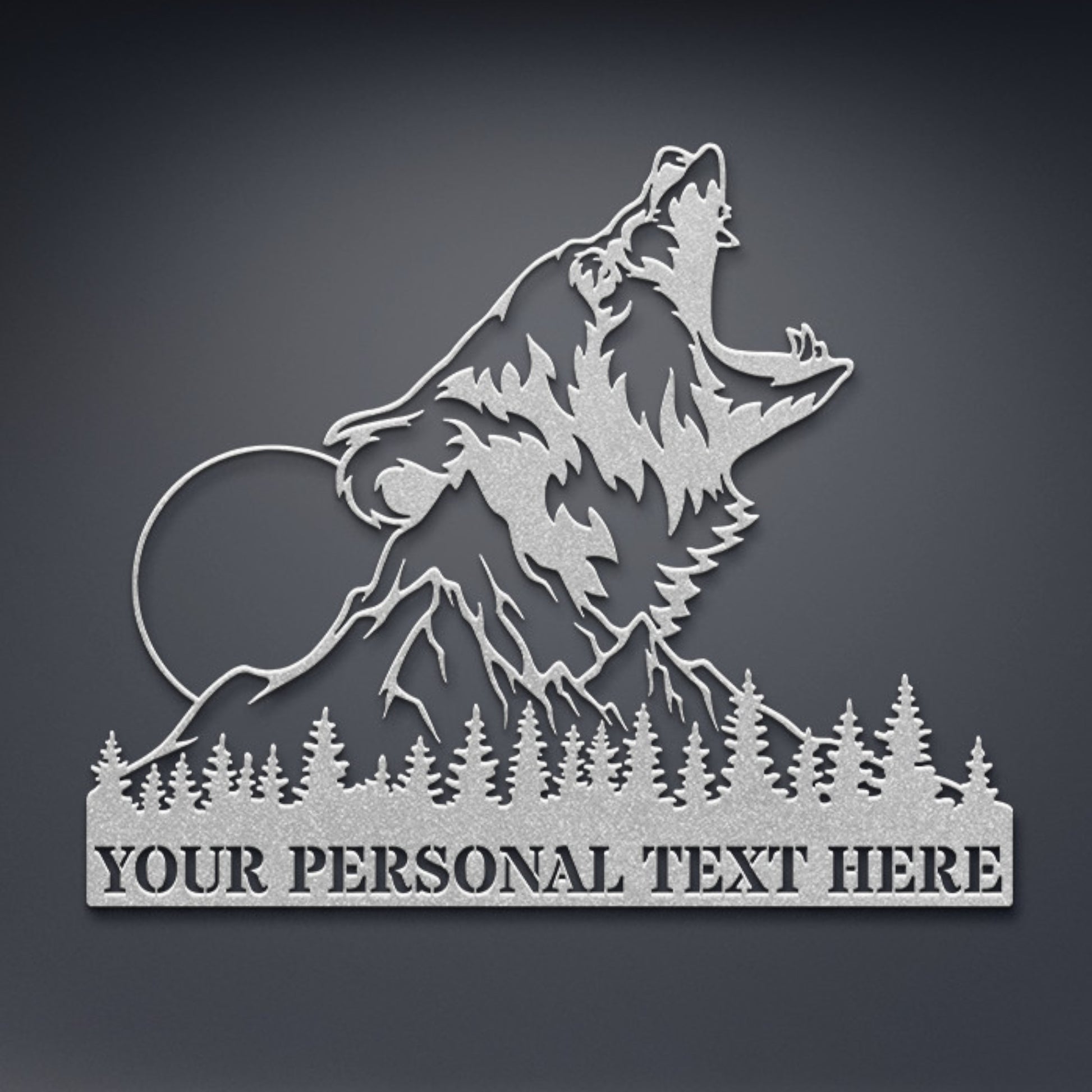 Personalized Impressive Roaring Bear Name Metal Sign Decor In Silver With Custom Text