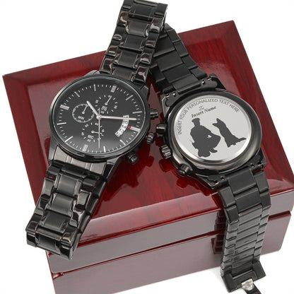 Personalized K-9 Cop Laser-Engraved Metal Watch With Custom Text And Gft Box 1