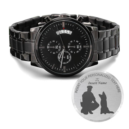 Personalized K-9 Cop Laser-Engraved Metal Watch With Custom Text And Gft Box 3