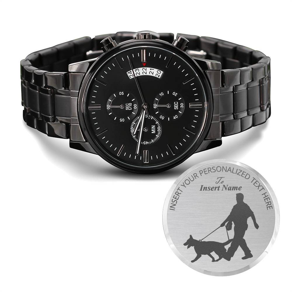Personalized K-9 Police Officer Laser-Engraved Metal Watch With Custom Text And Gift Box 2