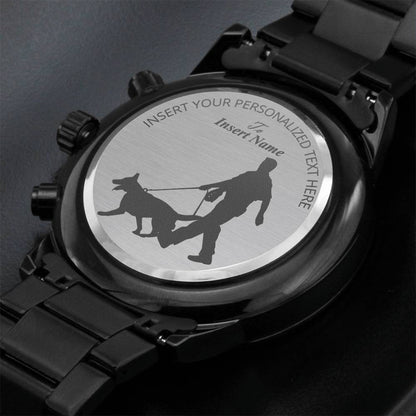 Personalized K-9 Police Officer Laser-Engraved Metal Watch With Custom Text And Gift Box 3