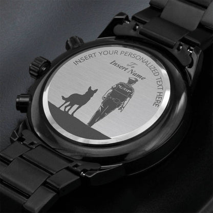 Personalized K-9 Policeman Laser-Engraved Metal Watch With Custom Text And Gift Box 3