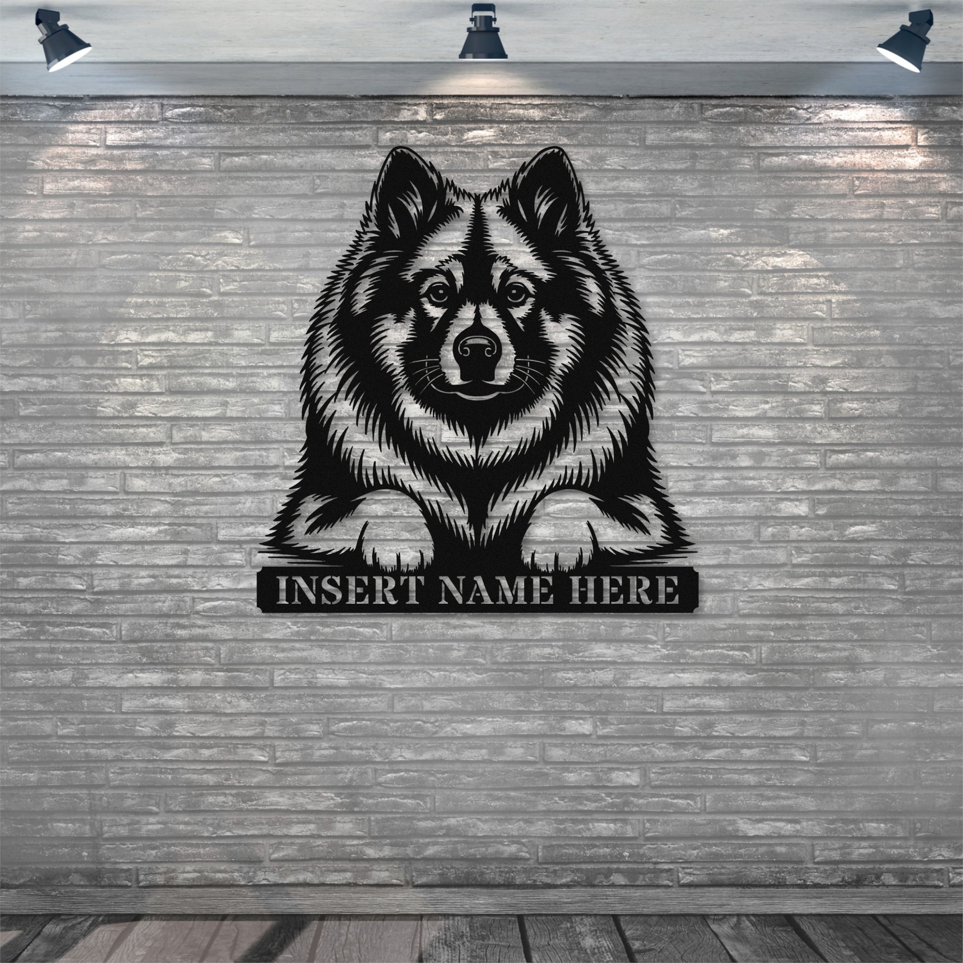 Personalized Keeshond Metal Sign In Black With Your Custom Text. Unique Dog Lover Gift....