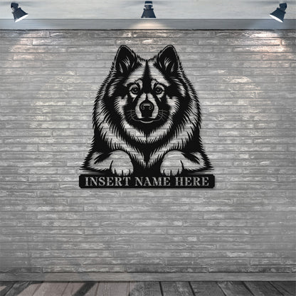 Personalized Keeshond Metal Sign In Black With Your Custom Text. Unique Dog Lover Gift....