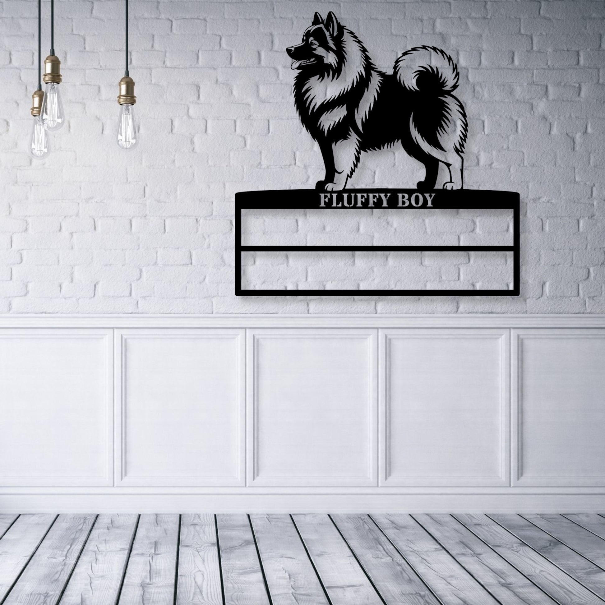 Personalized Keeshond Rosette Display Metal Sign. Custom Dog Champion Wall Decor Gift.