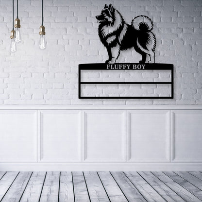 Personalized Keeshond Rosette Display Metal Sign. Custom Dog Champion Wall Decor Gift.
