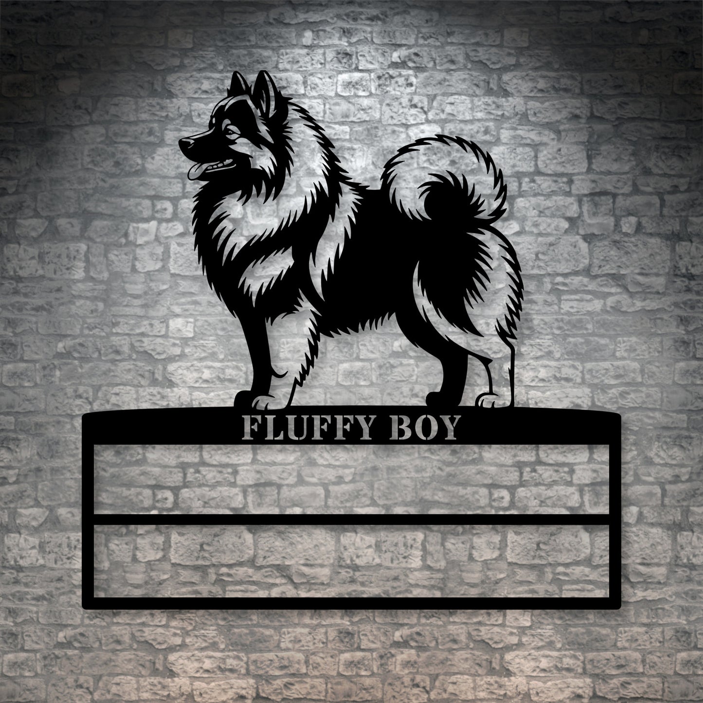 Personalized Keeshond Rosette Display Metal Sign. Custom Dog Champion Wall Decor Gift