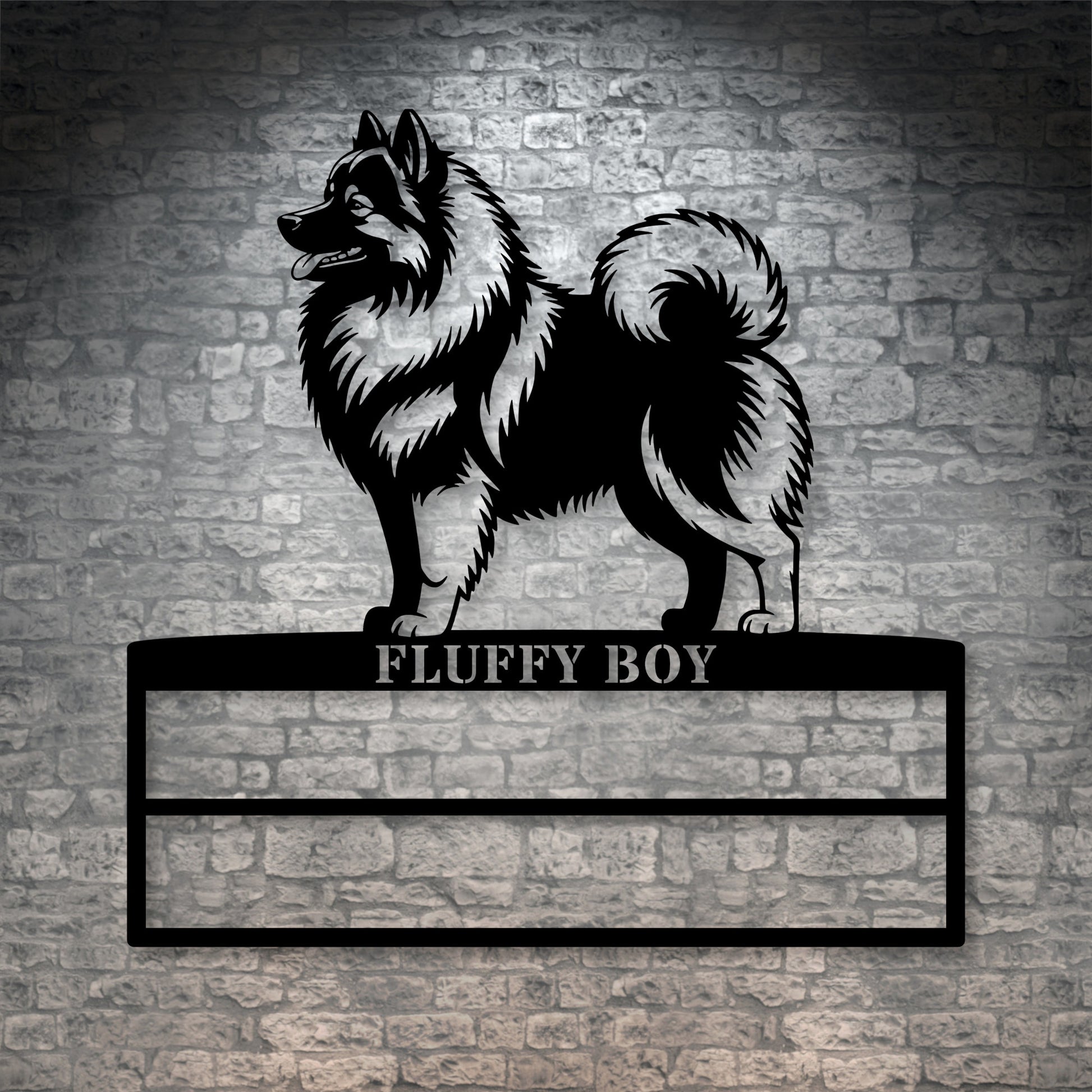 Personalized Keeshond Rosette Display Metal Sign. Custom Dog Champion Wall Decor Gift