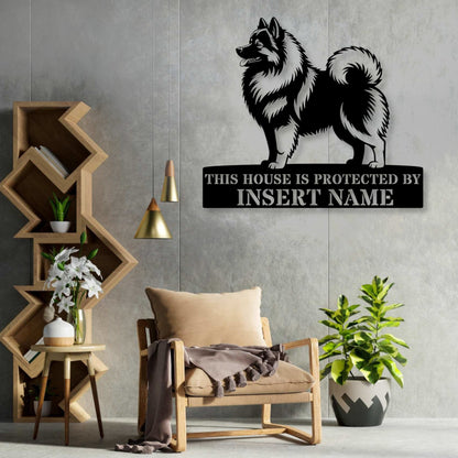 Personalized Keeshond dog guard Metal Sign. Custom Wolfspitz Name Wall Decor for dog lovers....