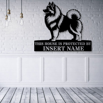 Personalized Keeshond dog guard Metal Sign. Custom Wolfspitz Name Wall Decor for dog lovers...