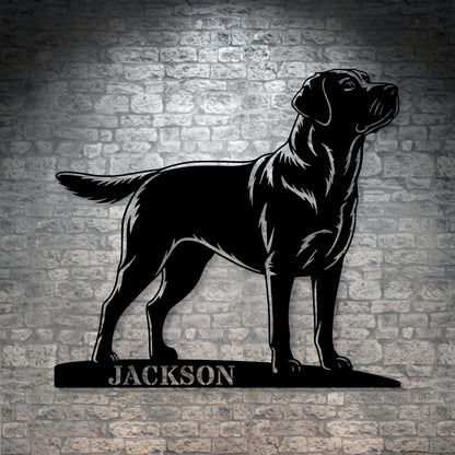 Personalized Labrador Retriever Metal Sign In Black. Custom Dog Owner Wall Decor Gift